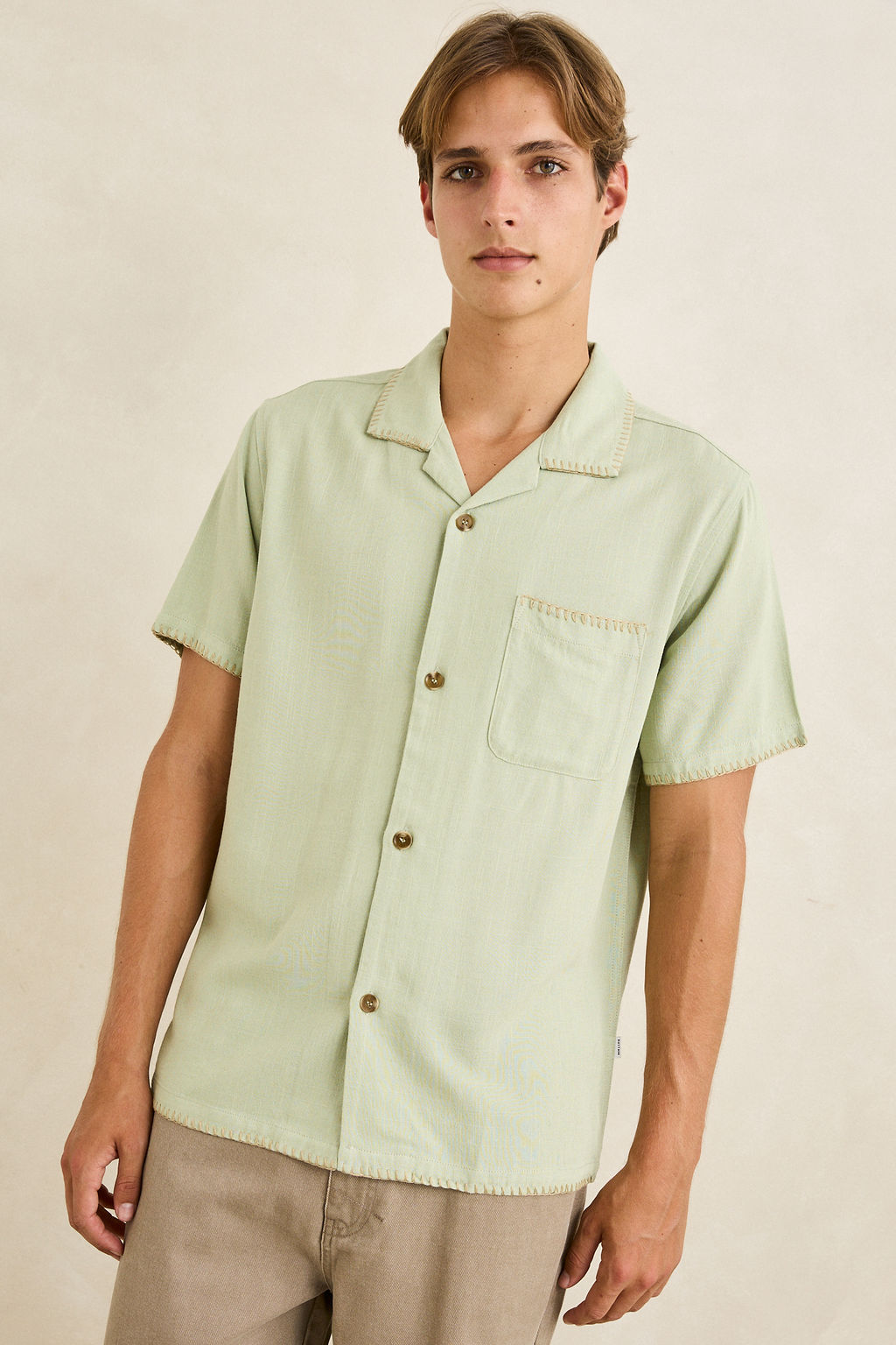 Linen Whip Stitch Short Sleeve Shirt