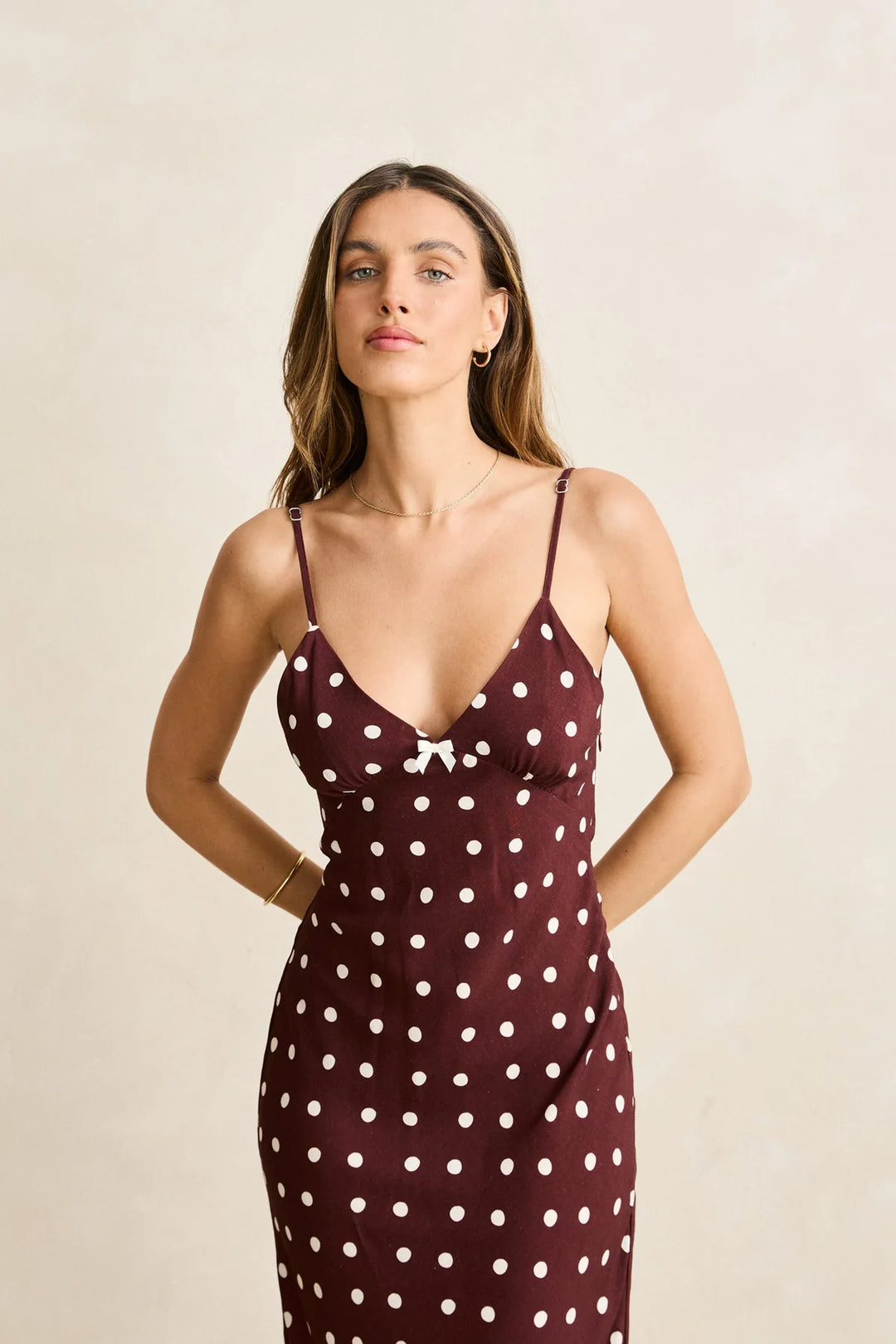 Polka Dot Bias Midi Dress