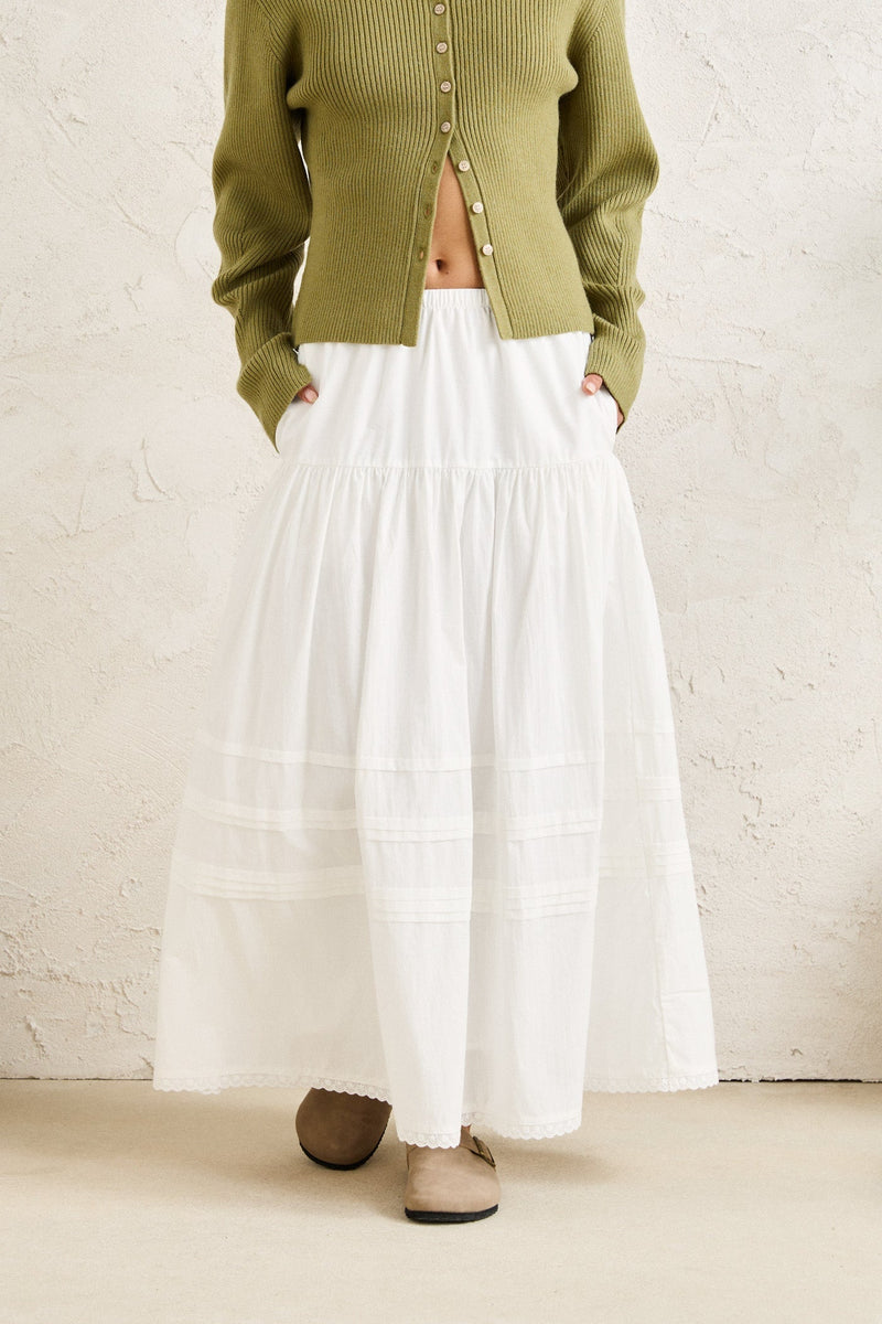 Solene Ruffle Midi Skirt