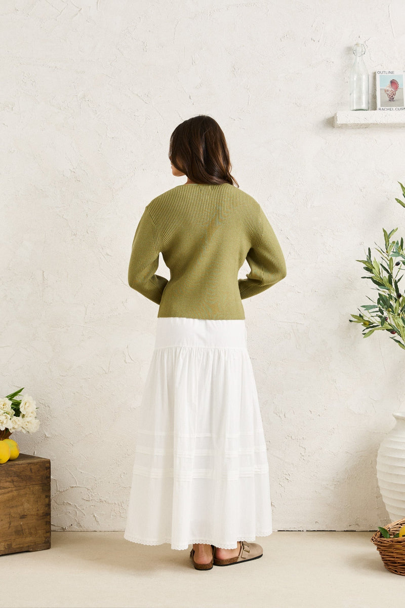 Solene Ruffle Midi Skirt