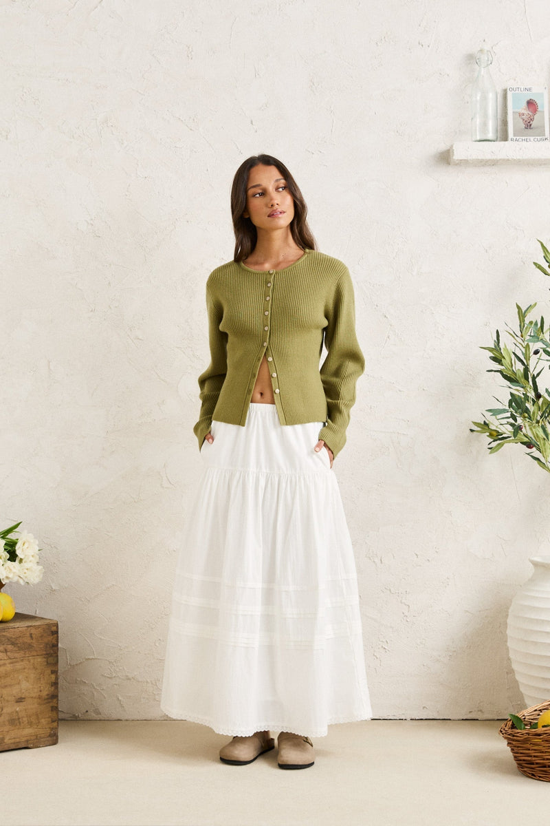 Solene Ruffle Midi Skirt