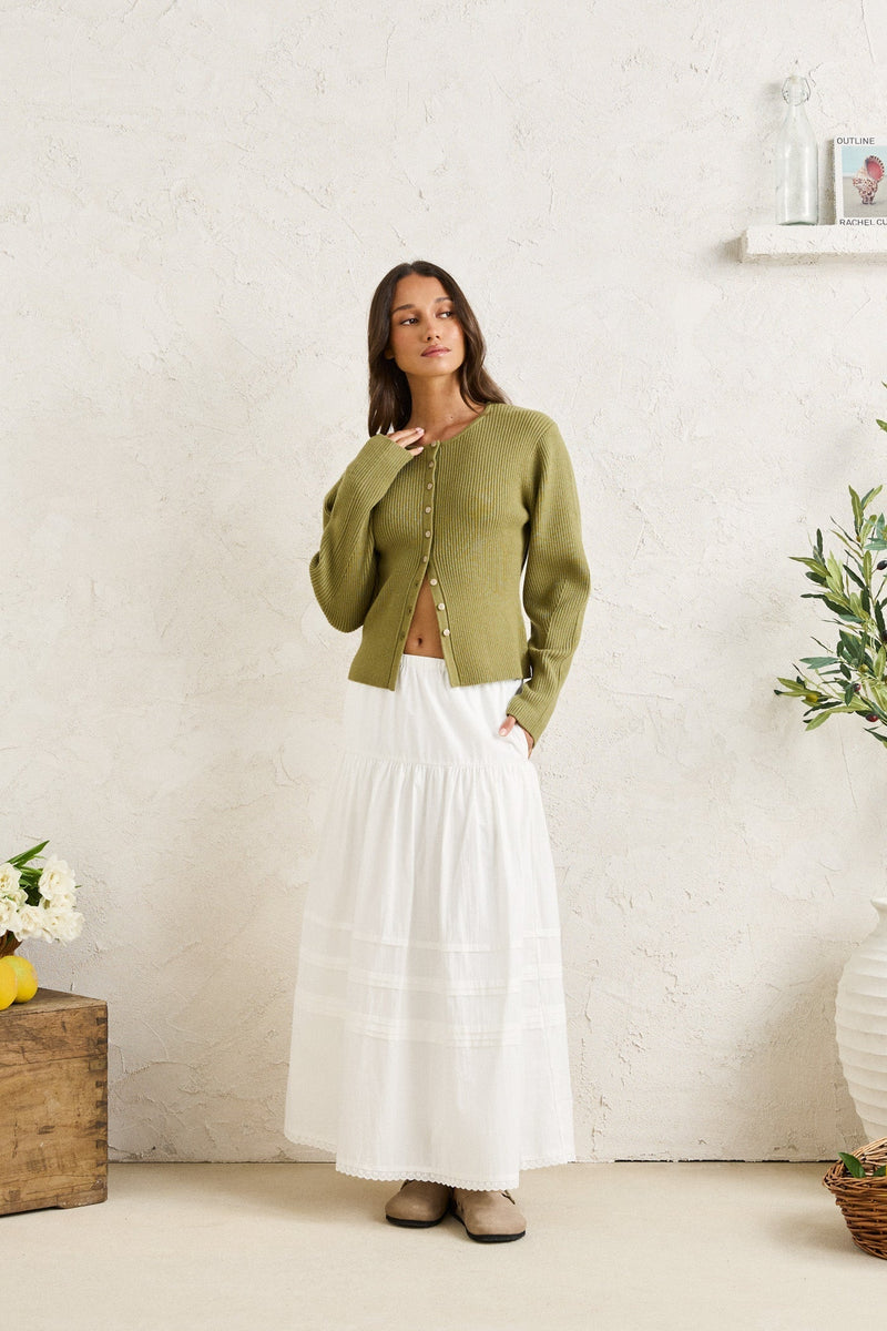 Solene Ruffle Midi Skirt