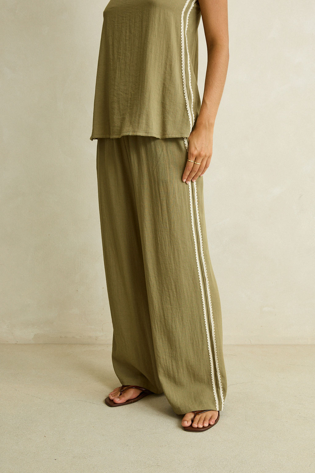 Linen Lace Track Pants