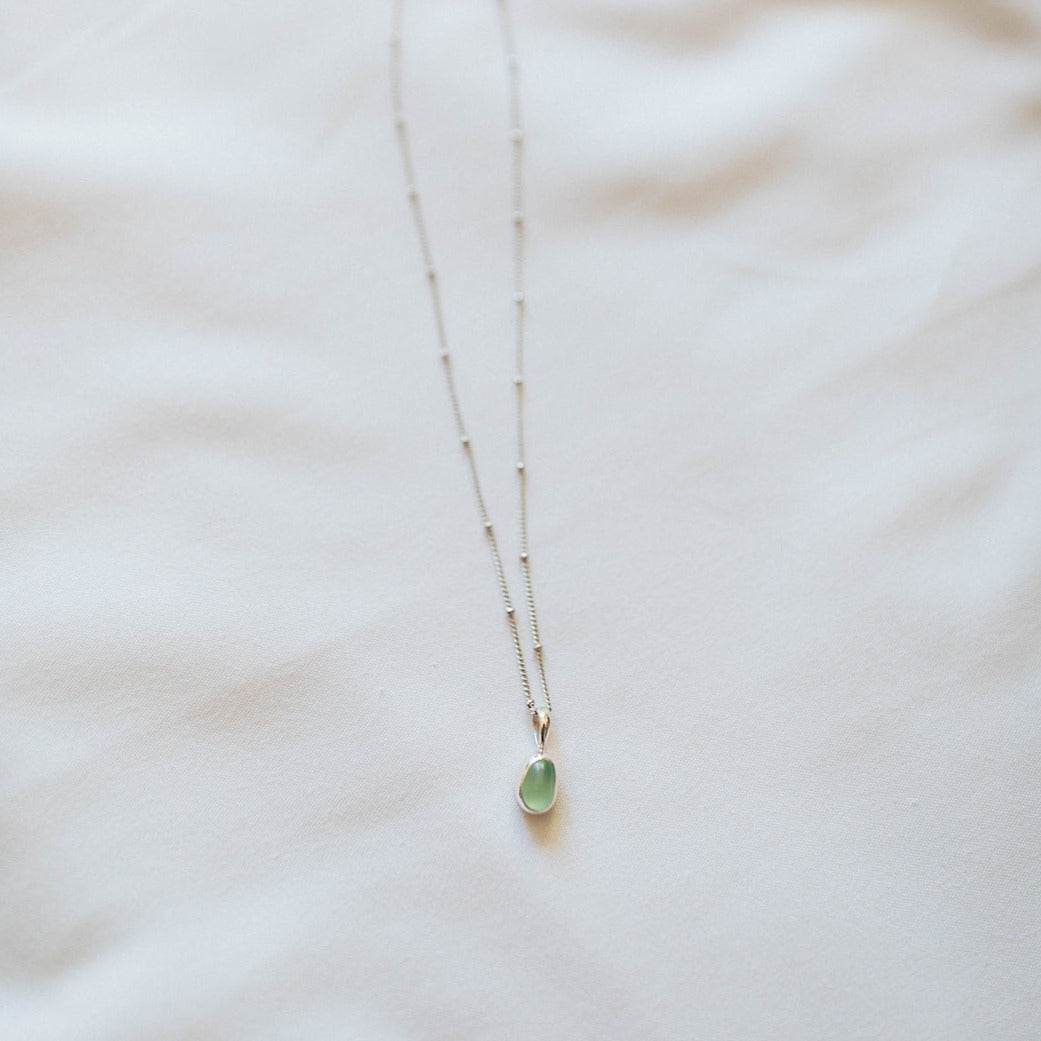 Handmade Sea Glass Necklace 925 Silver