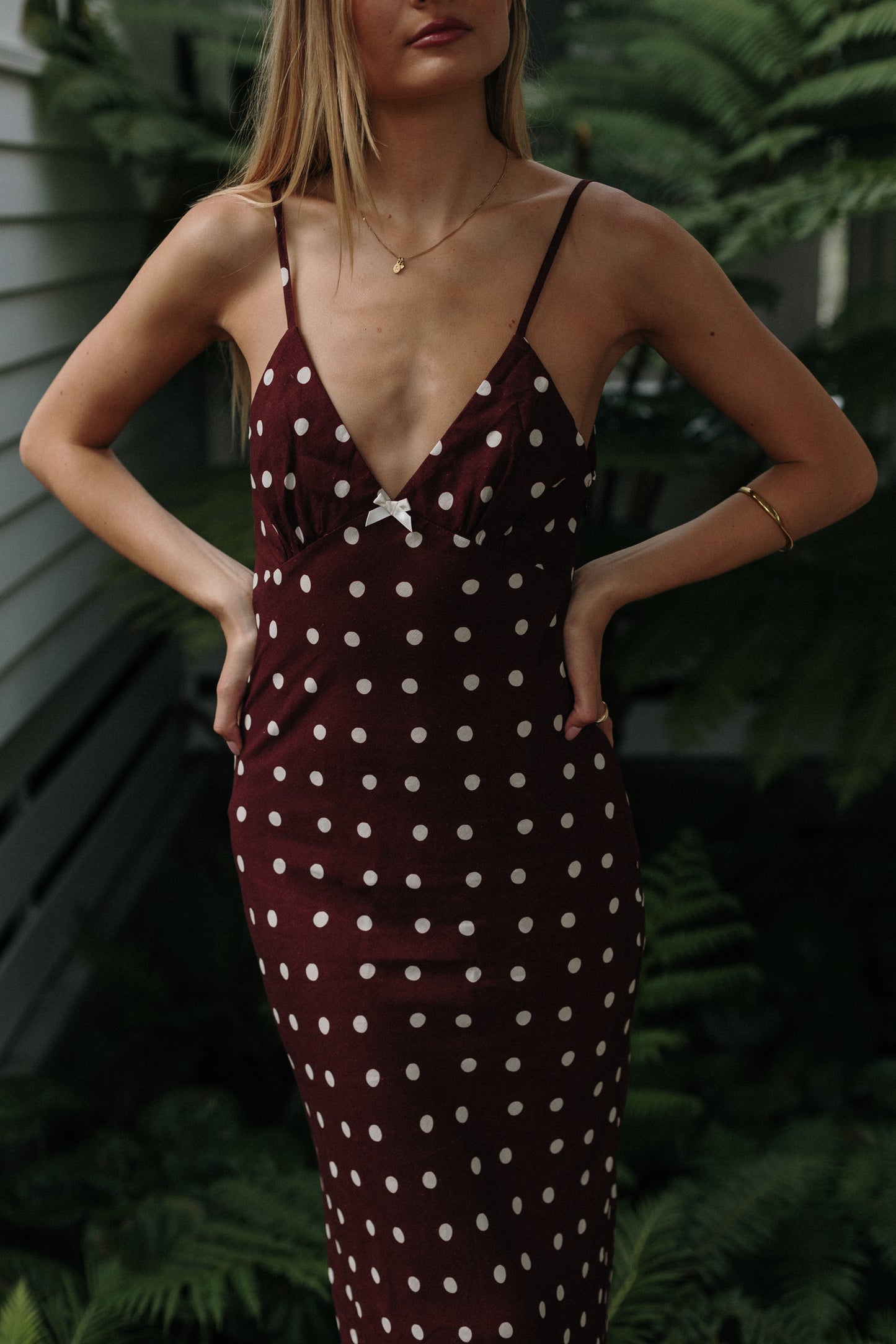 Polka Dot Bias Midi Dress