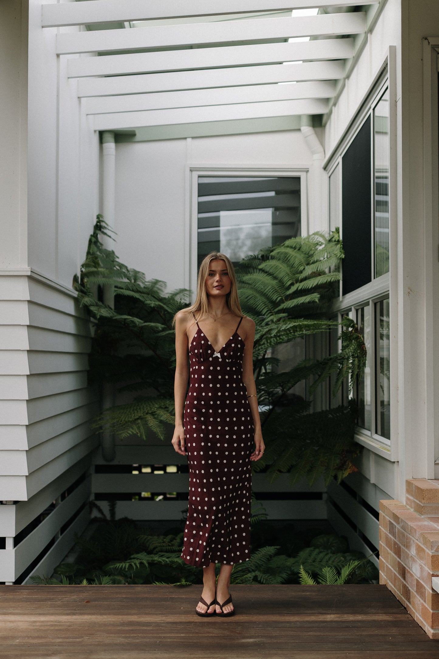 Polka Dot Bias Midi Dress