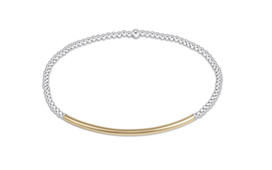 Classic Sterling Mixed Metal 2mm Bead Bracelet - Bliss Bar Gold
