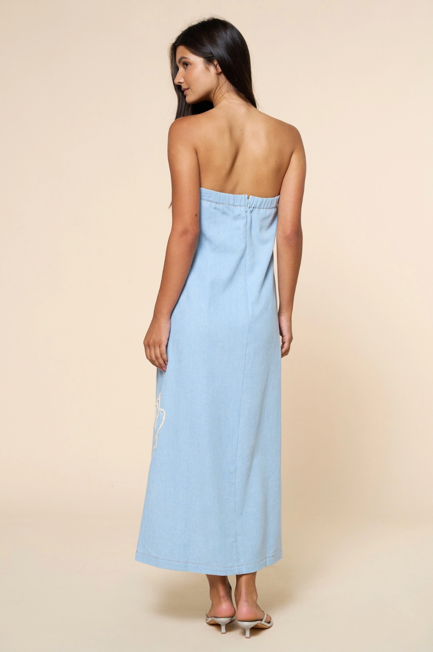 Seashell Embroidered Tube Maxi Dress