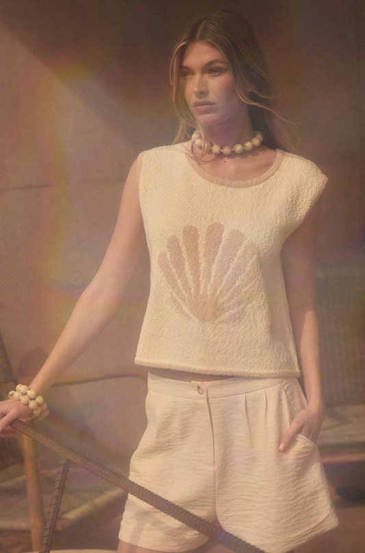 Seashell Cropped Sweater Tank Top