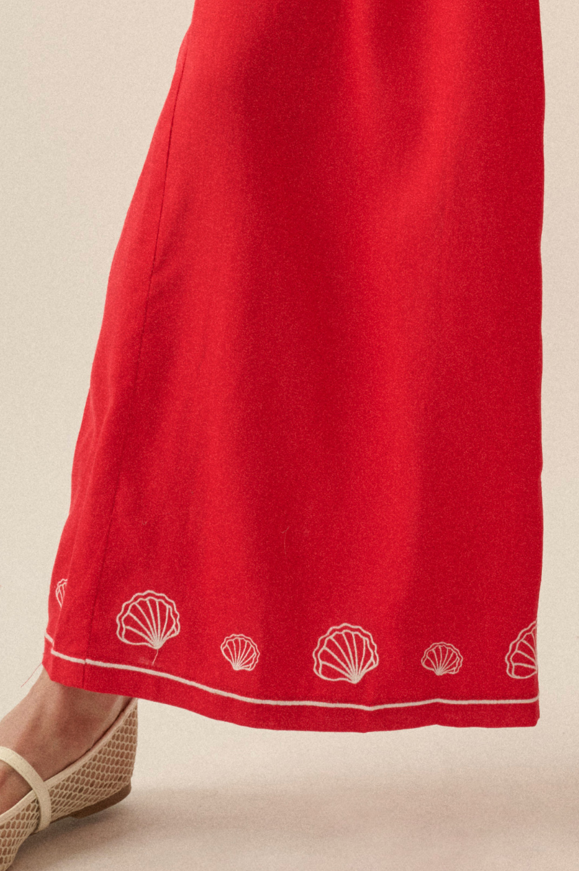 Seashell Embroidered Pants