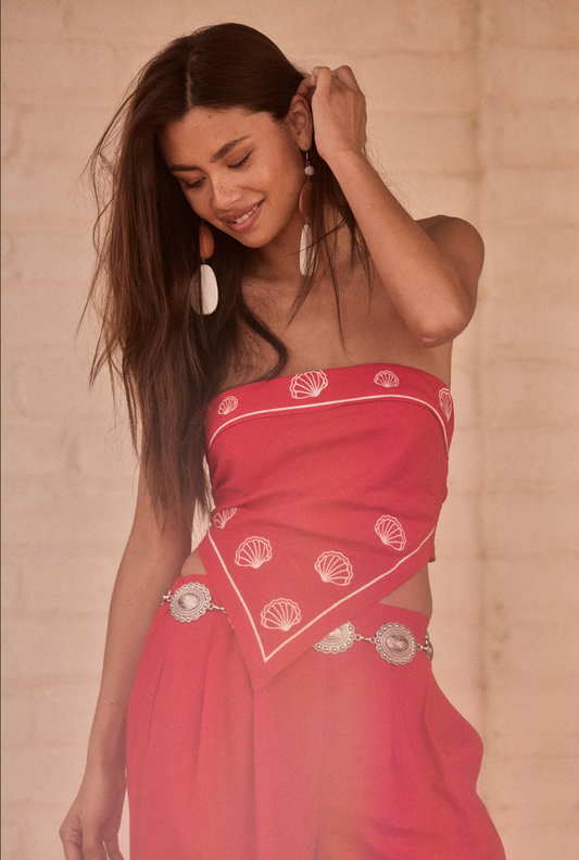 Seashell Embroidered Bandana Top