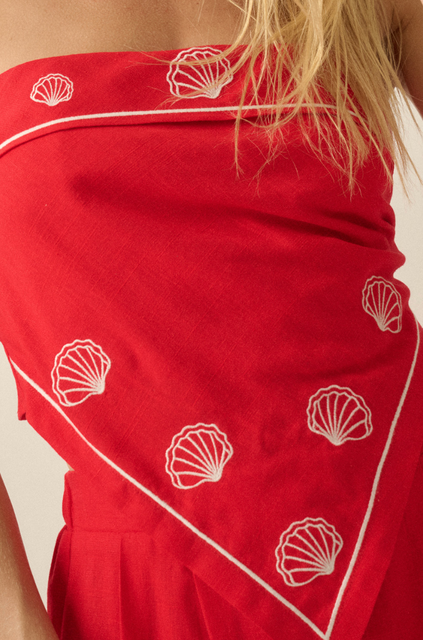 Seashell Embroidered Bandana Top