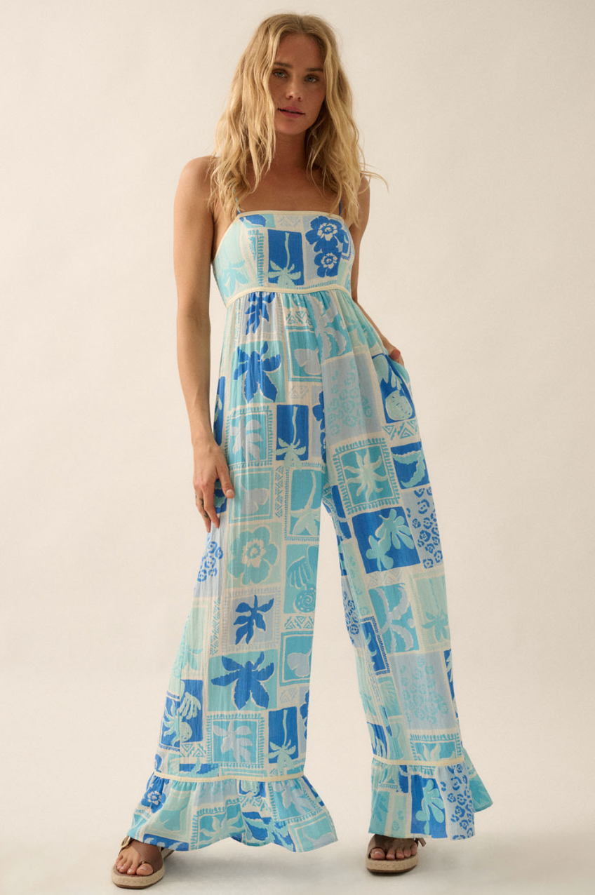 Tropical Floral Ruffled Jumpsuit