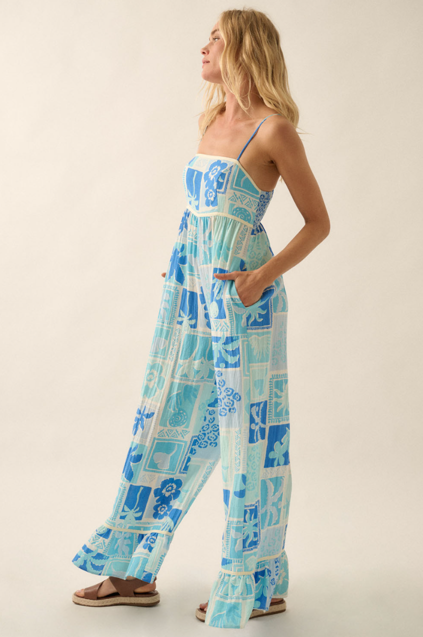 Tropical Floral Ruffled Jumpsuit