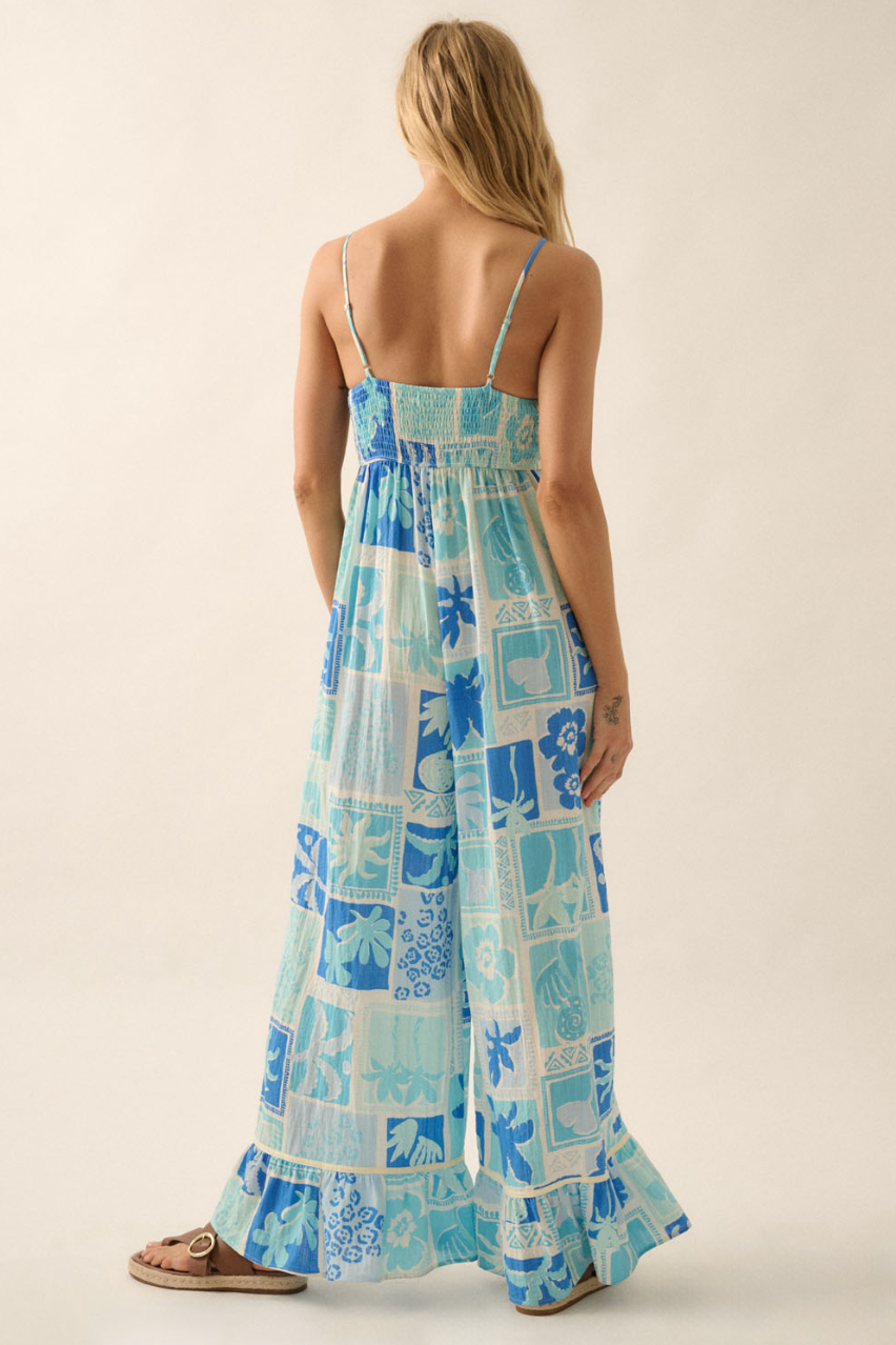 Tropical Floral Ruffled Jumpsuit