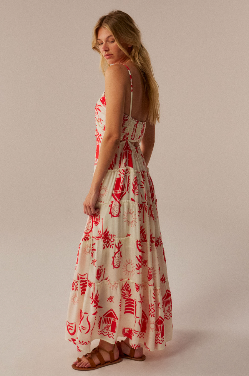 Island Postcards Tiered Maxi Dress
