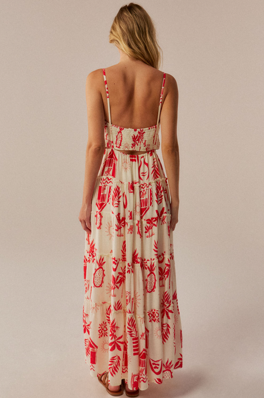 Island Postcards Tiered Maxi Dress