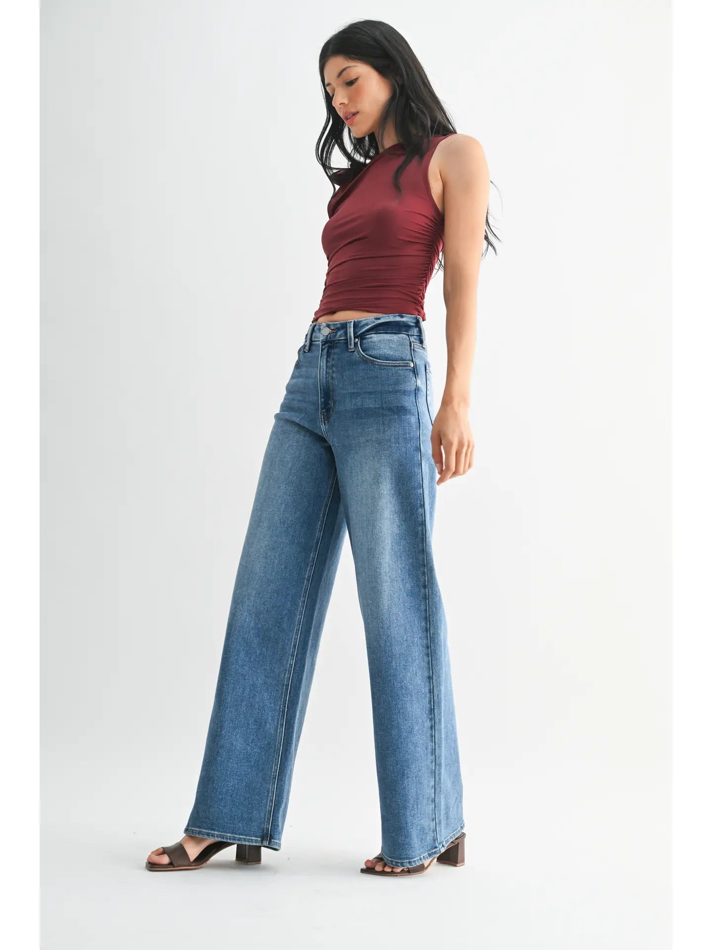 Palazzo High Rise Wide Leg Jeans