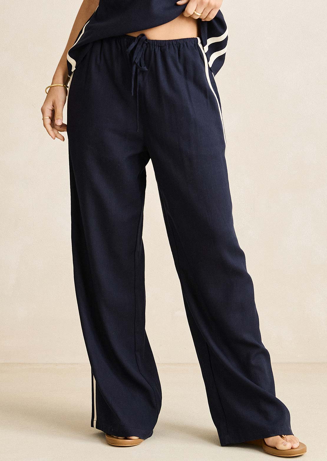 Contrast Linen Track Pant