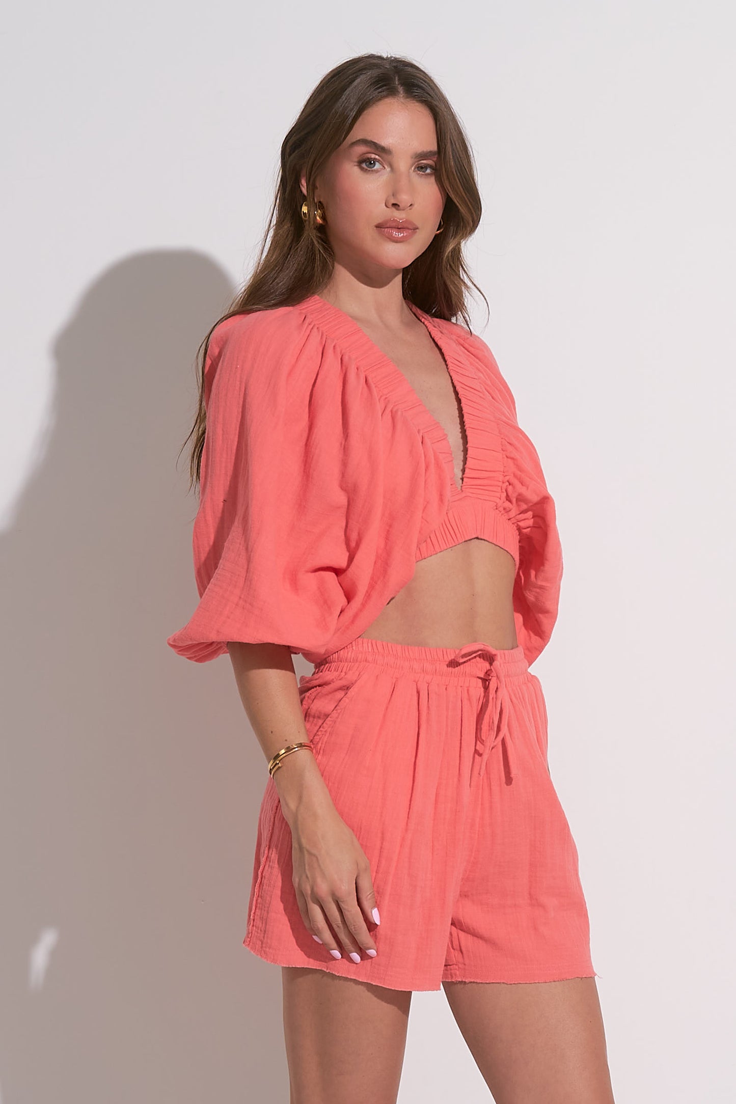 Coral Resort V-Neck Top