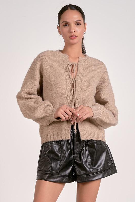 Macchiato Tie Front Cardigan