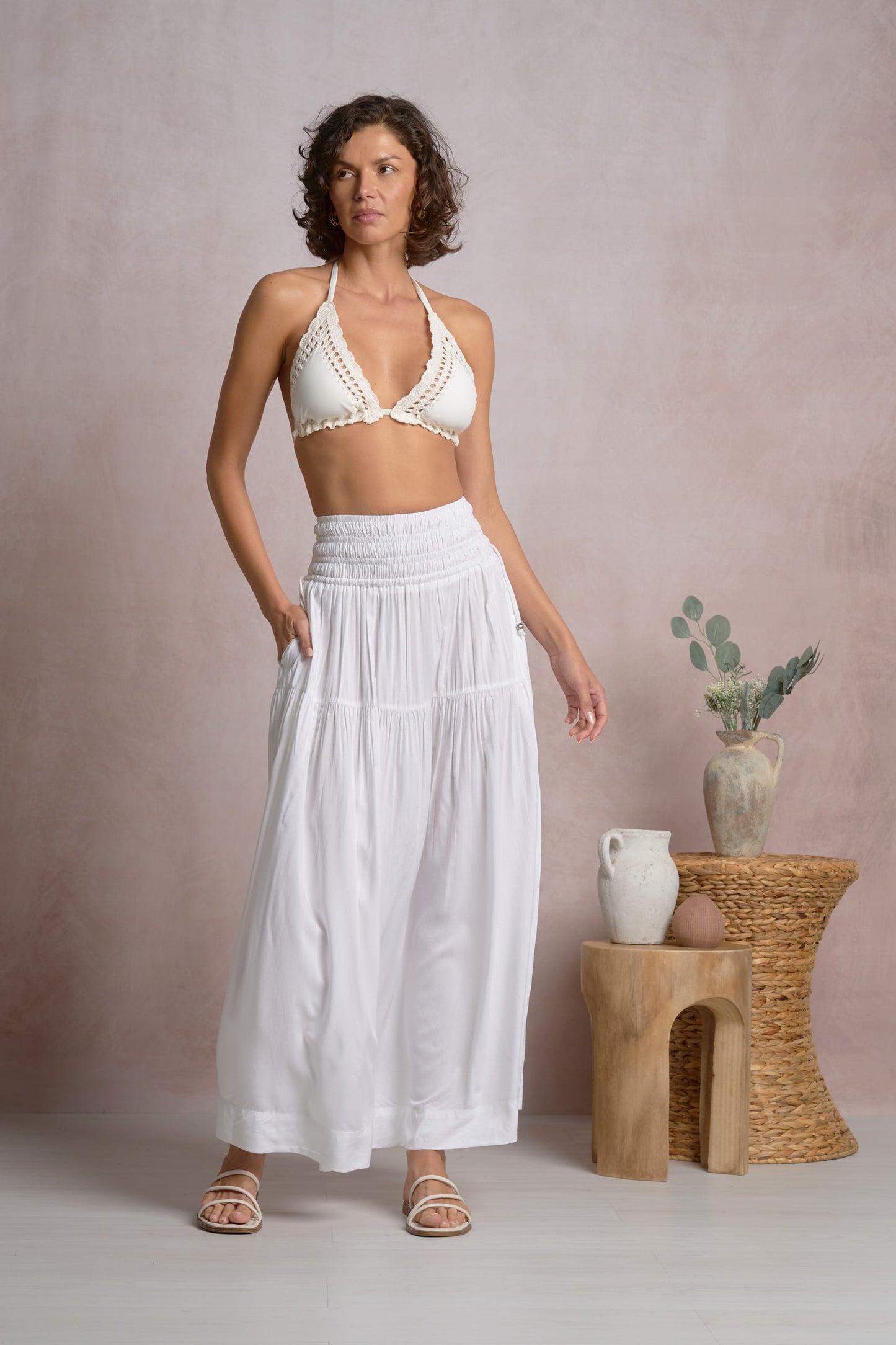 White Sands Smock Midi Skirt