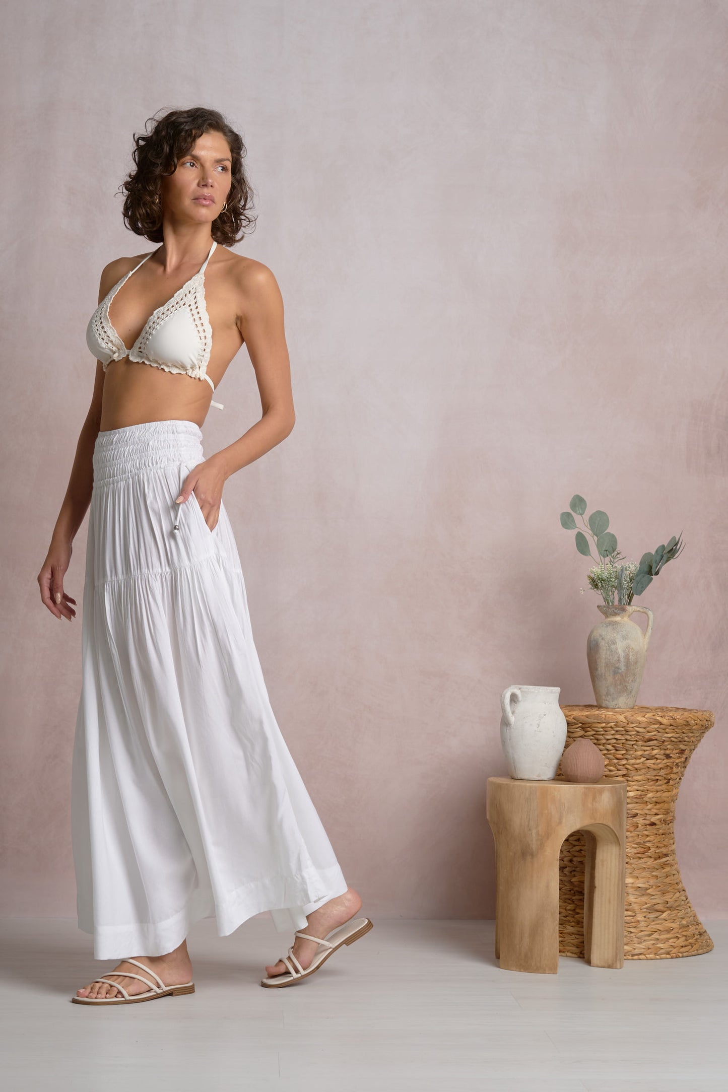 White Sands Smock Midi Skirt