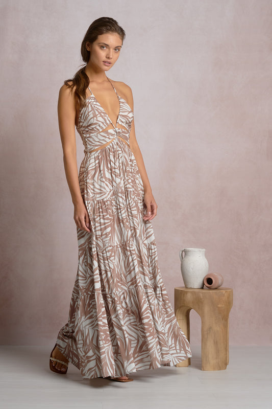 Bali Palms Cutout Maxi Dress