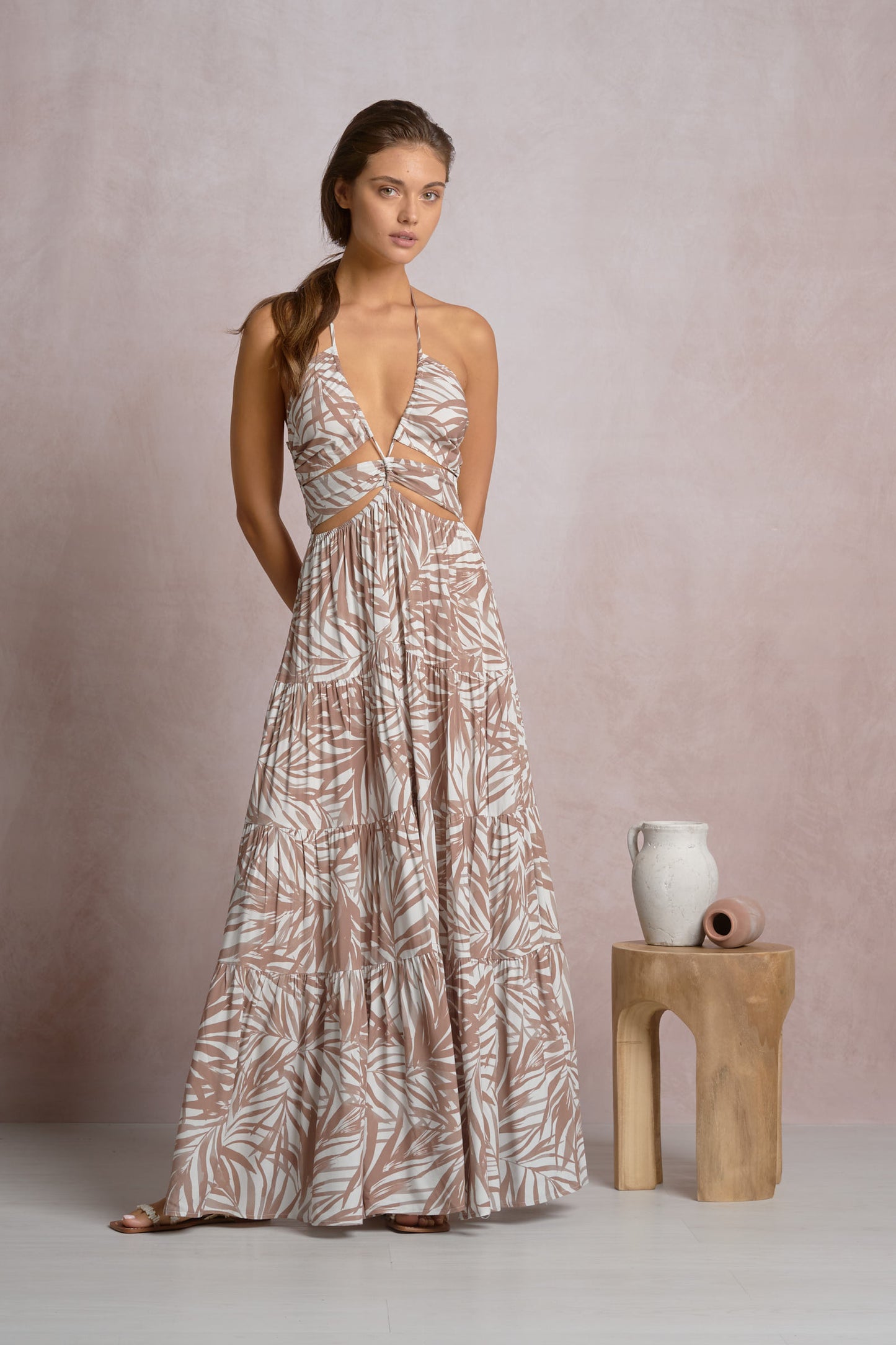Bali Palms Cutout Maxi Dress