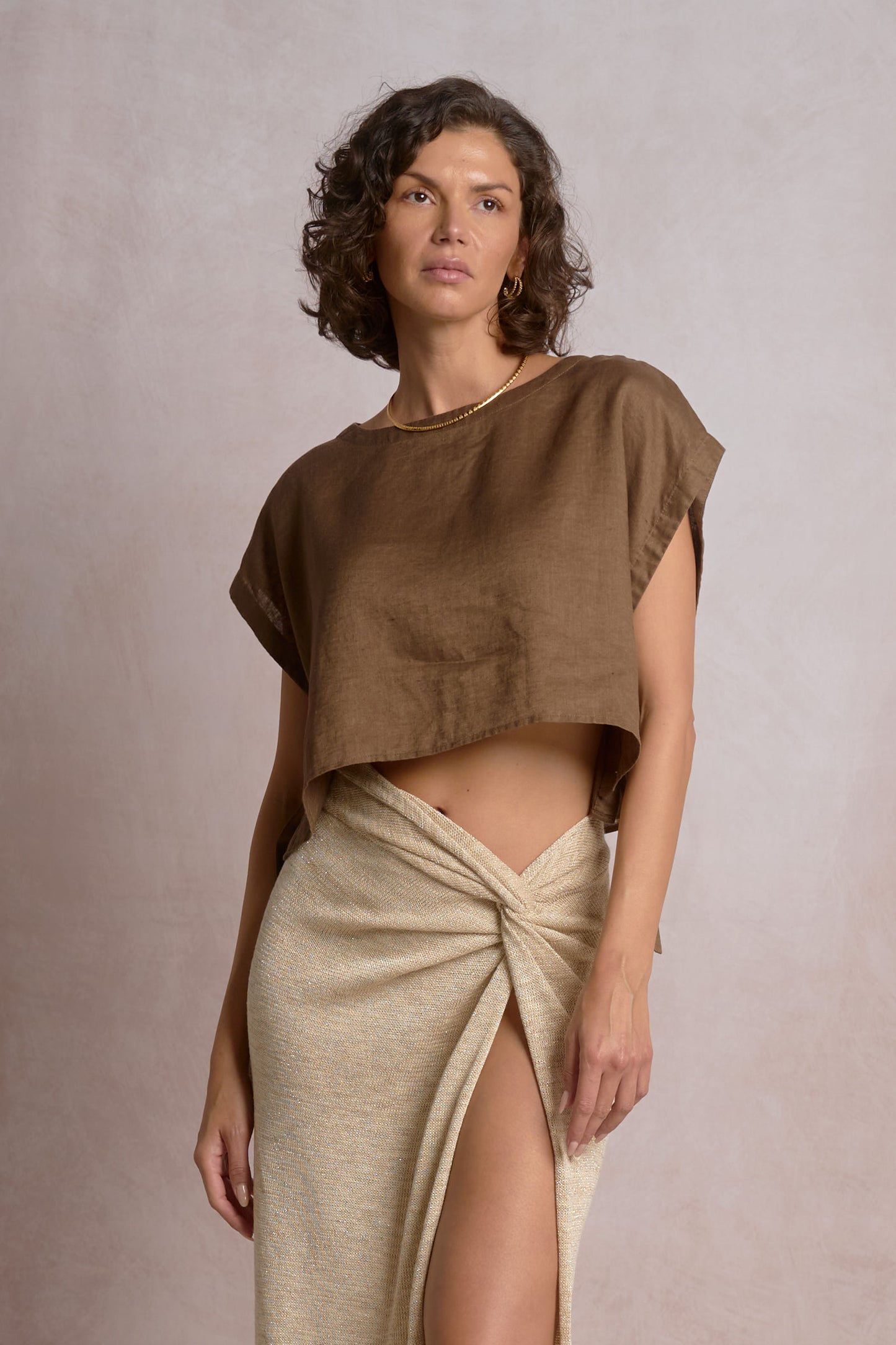 Gold Shimmer Wrap Maxi Skirt