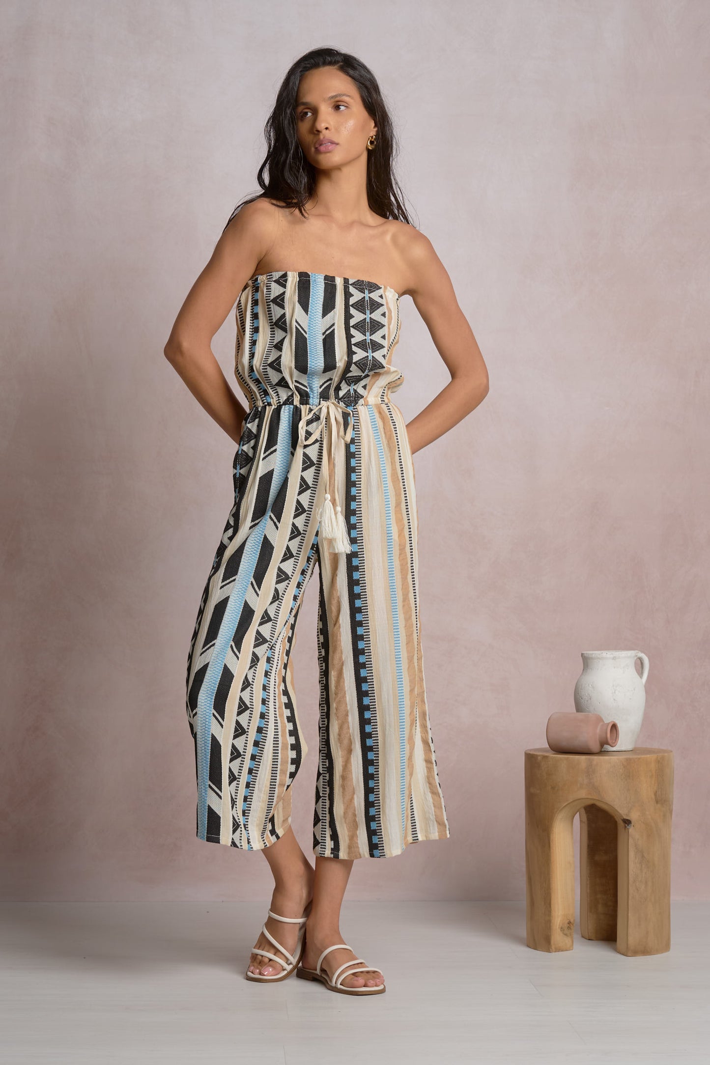 Aztec Tidal Strapless Jumpsuit