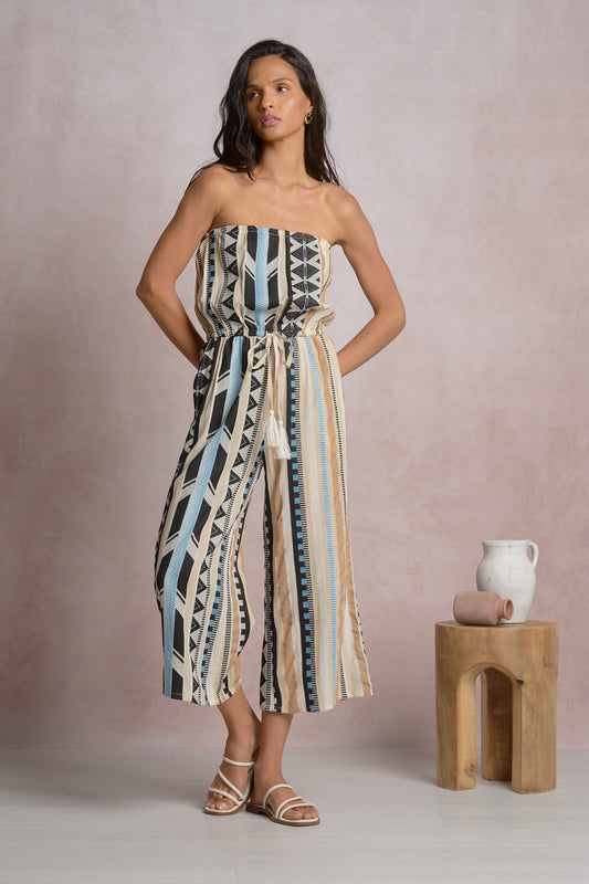 Aztec Tidal Strapless Jumpsuit