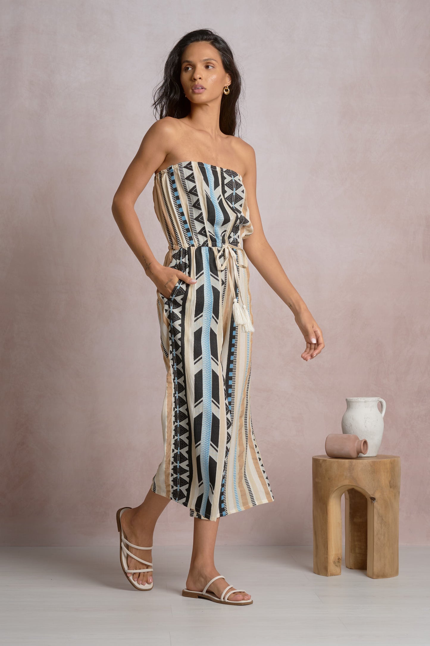 Aztec Tidal Strapless Jumpsuit