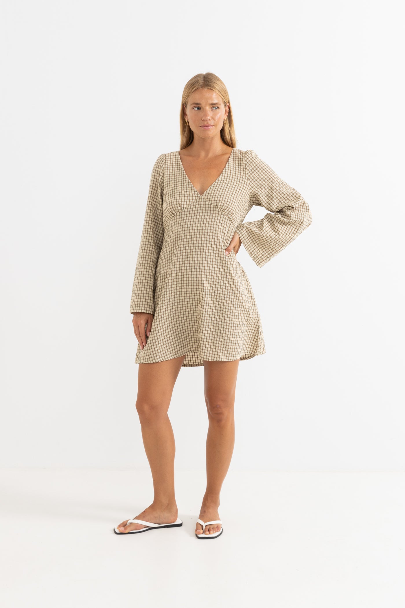 Luca Long Sleeve Check Mini Dress