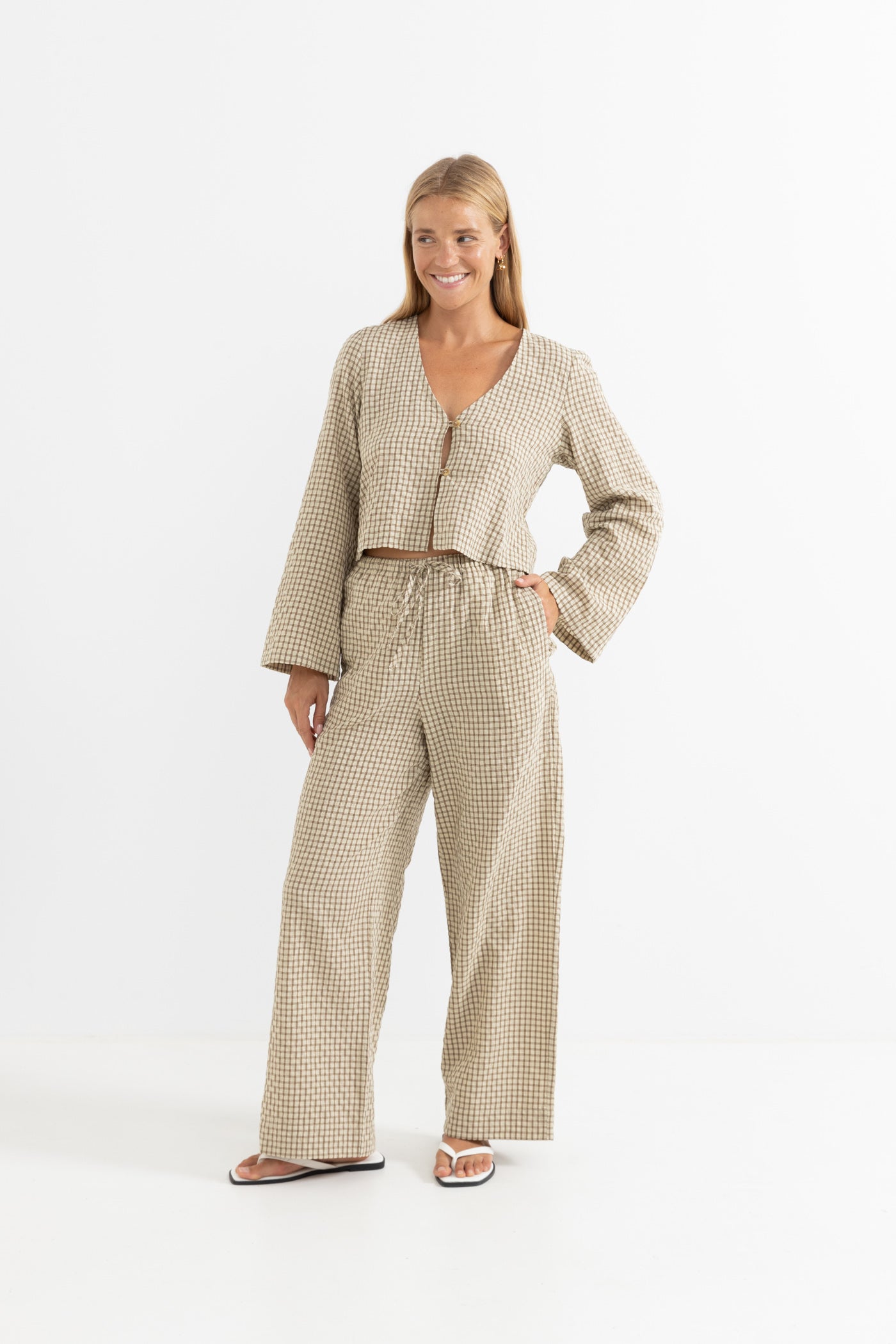 Luca Check Blouson Top