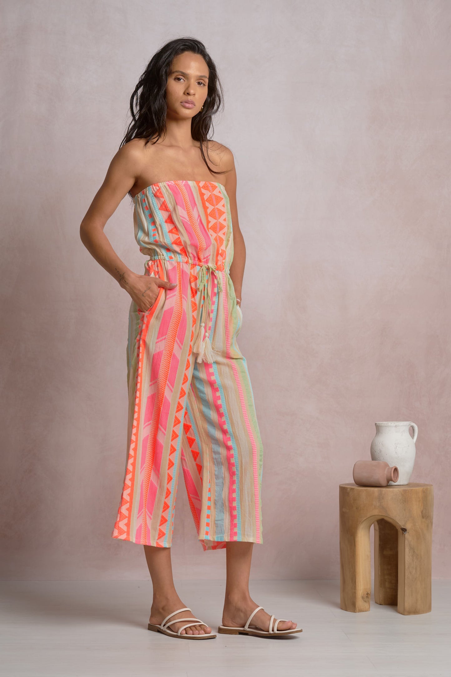 Aztec Tidal Strapless Jumpsuit