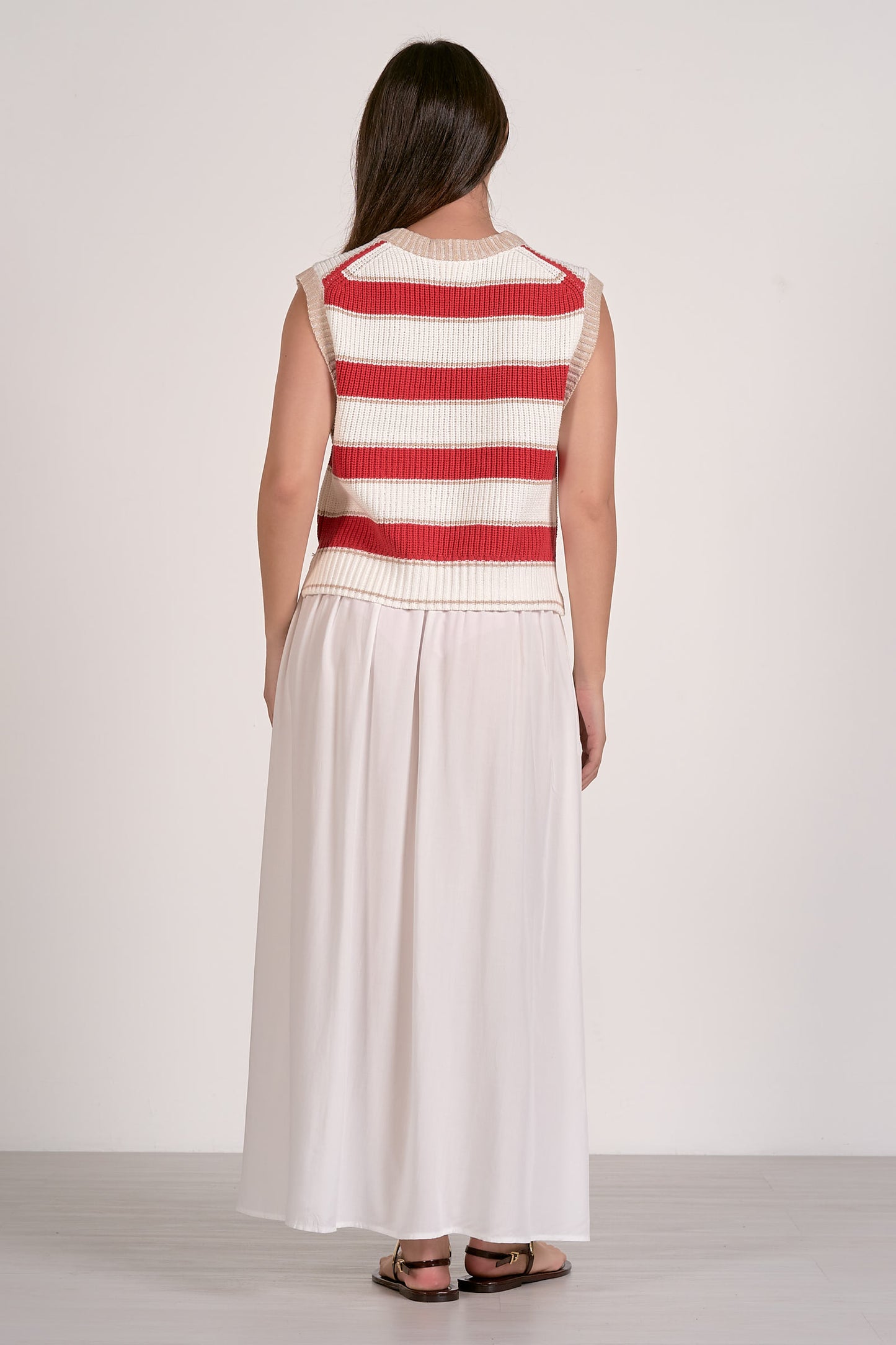 White and Red Stripe Sweater Vest