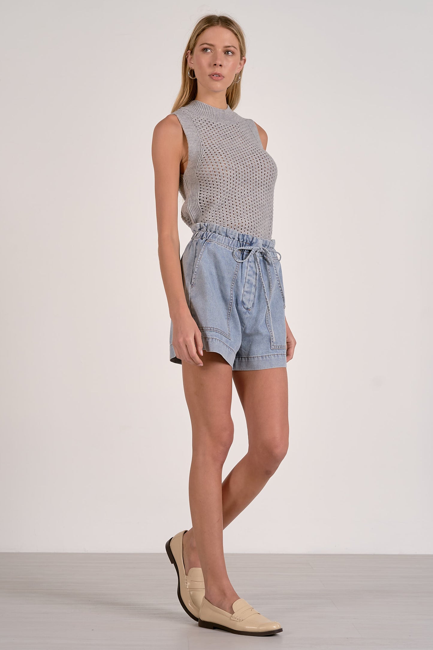 Denim Drawstring Shorts