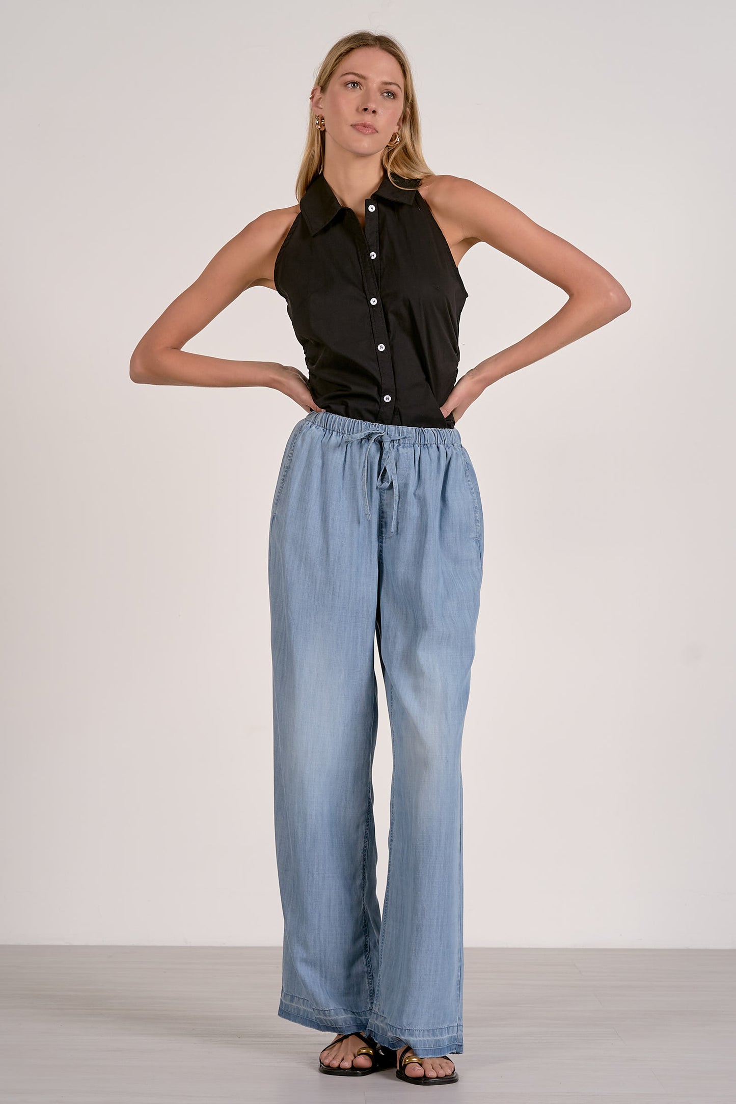 Denim Drawstring Pants