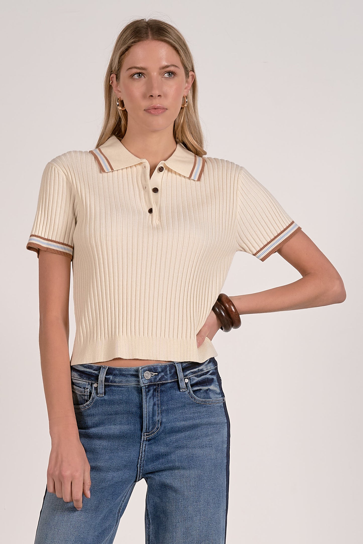 Cream Collared Short Sleeve