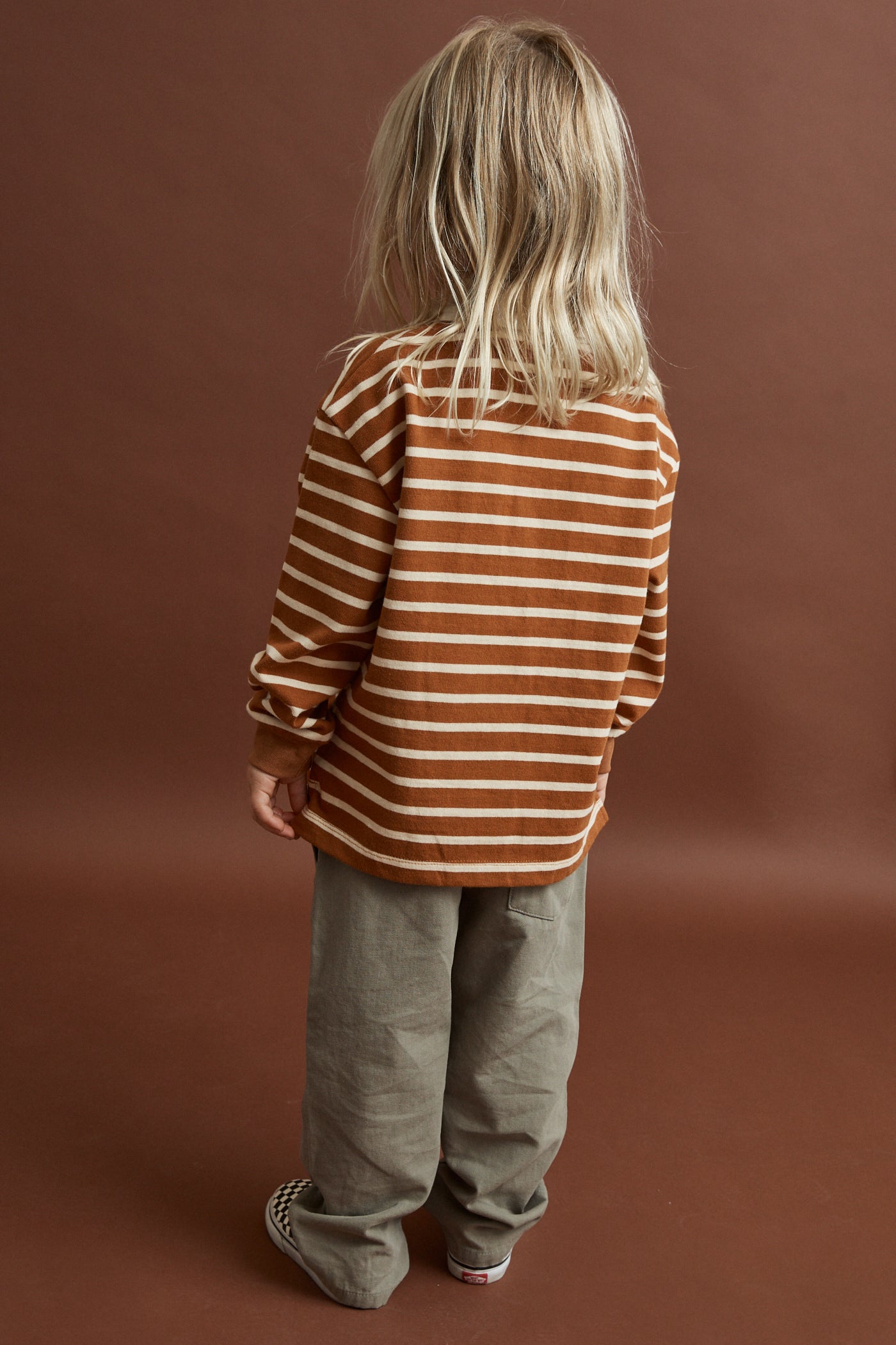 Kids Stripe Rugby Polo Earth