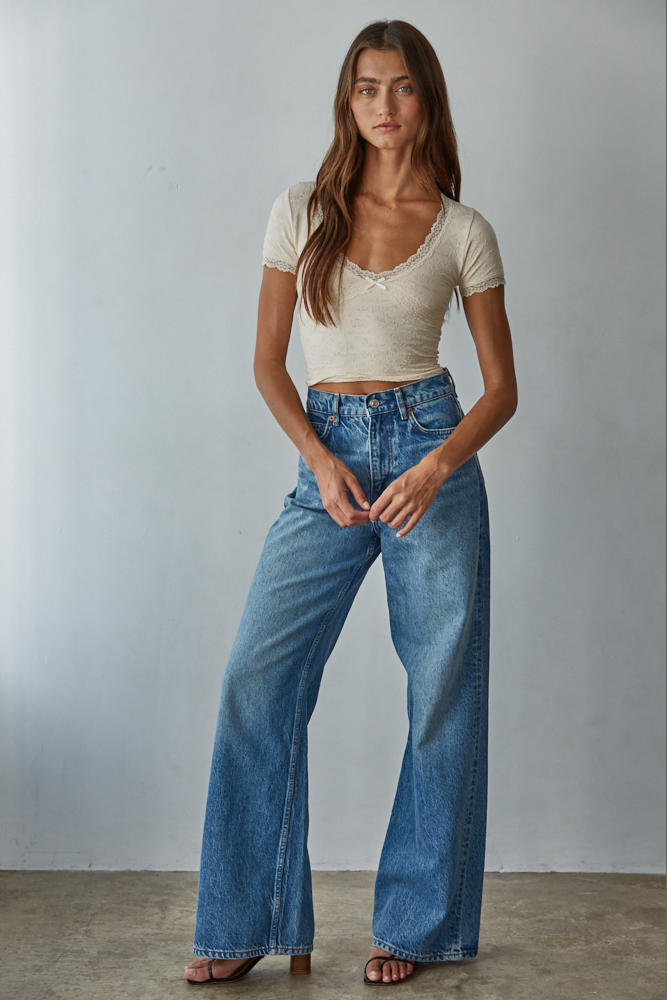 Love Knot Lace Trim Top