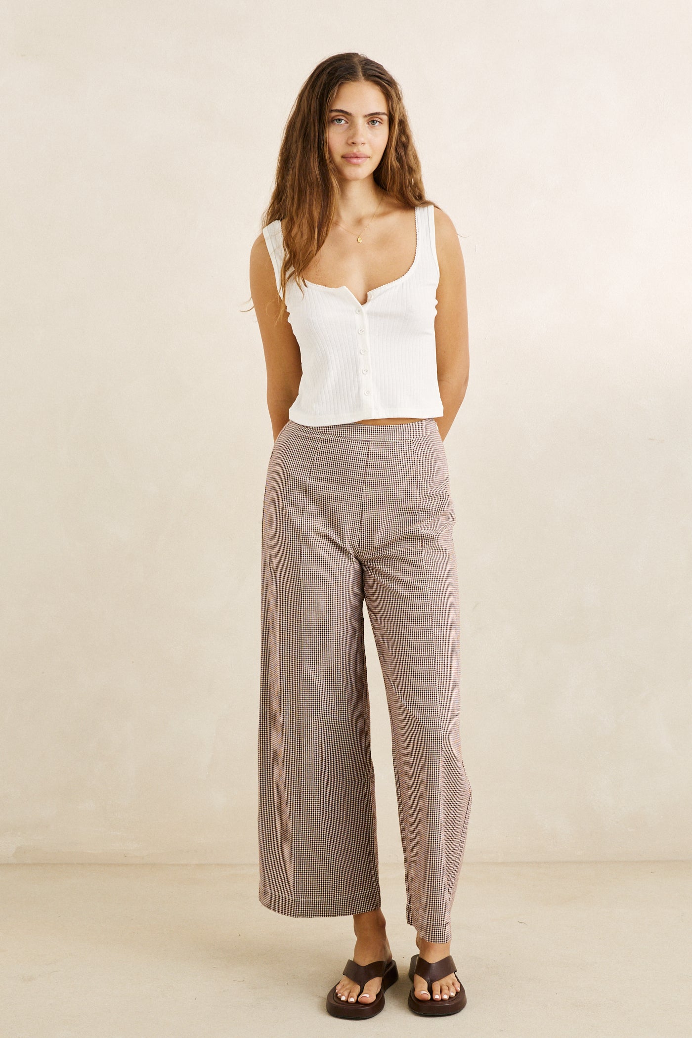 London Check Wide Leg Pant