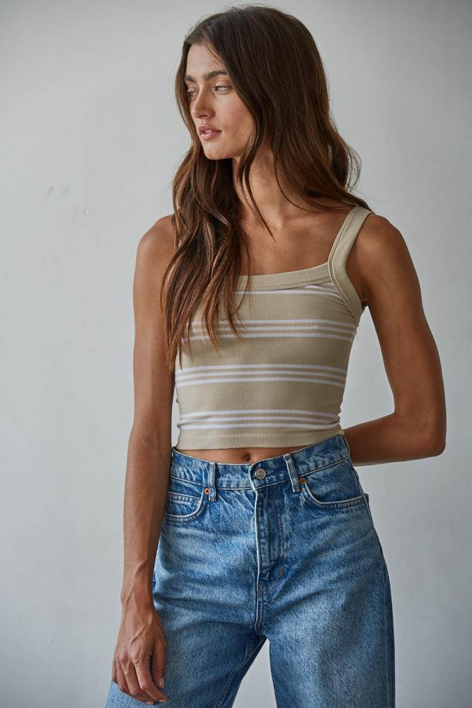 Striped Seamless Ribbed Tank