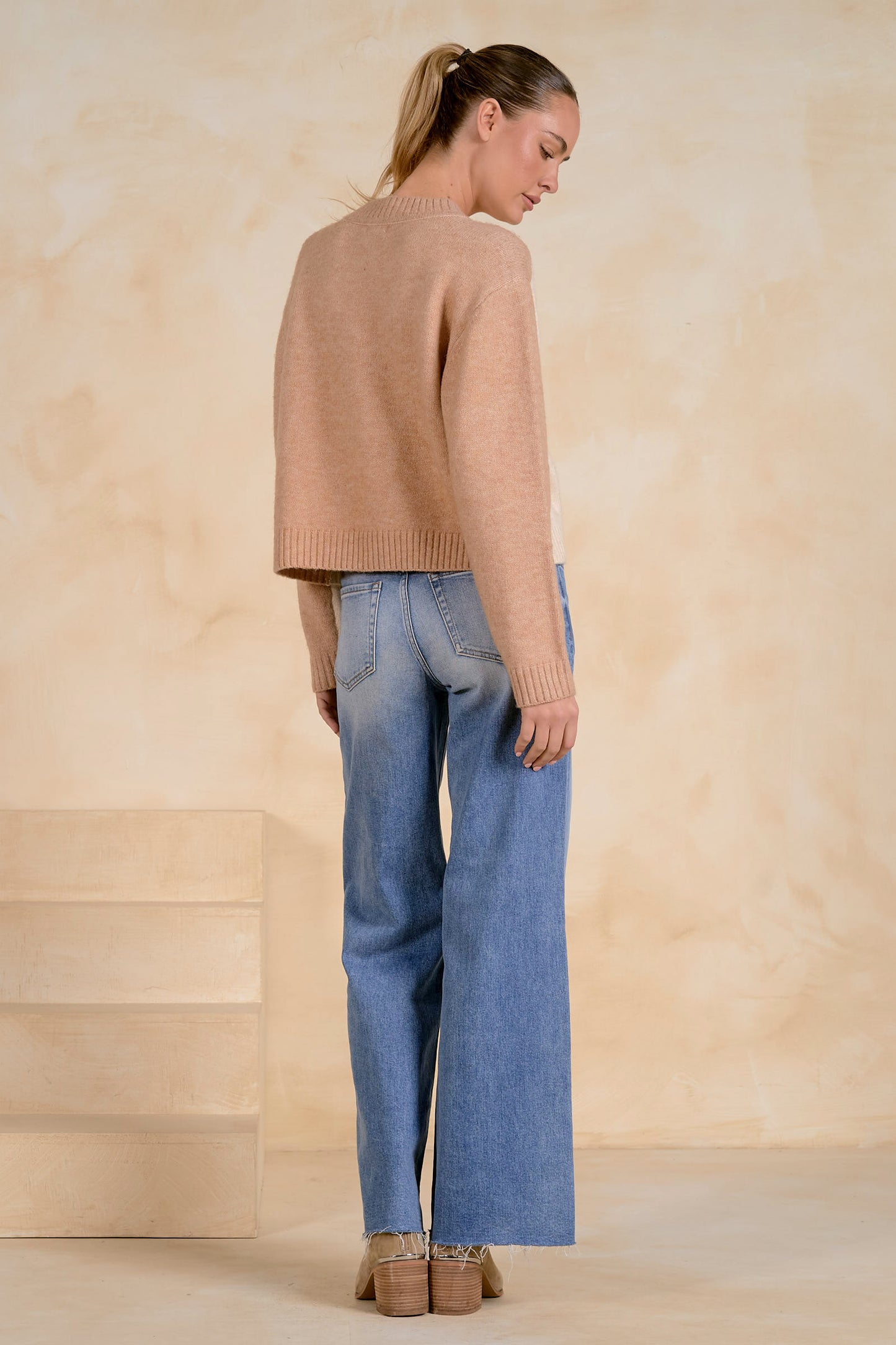 Cappuccino Colorblock Crewneck Sweater