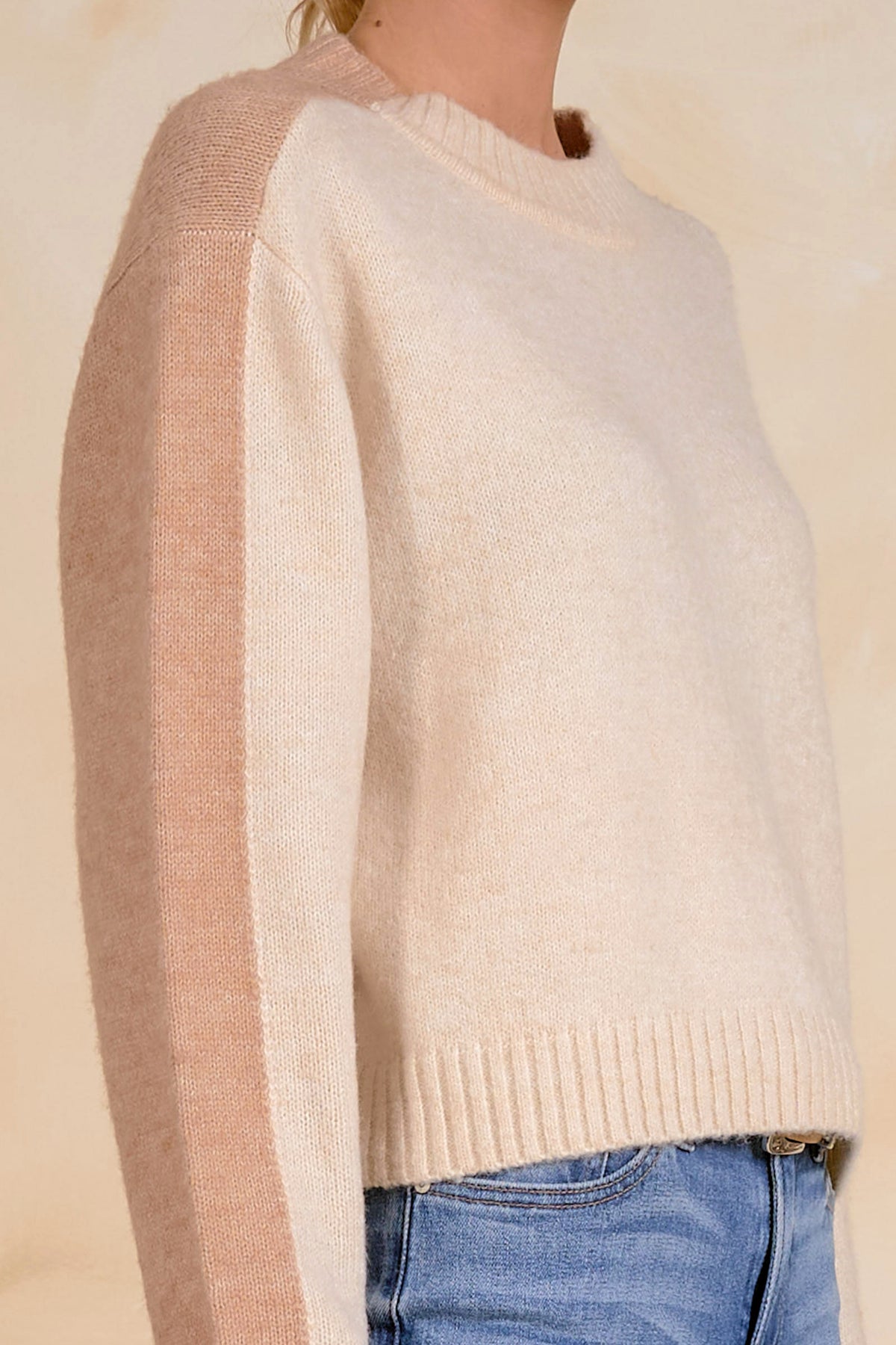 Cappuccino Colorblock Crewneck Sweater