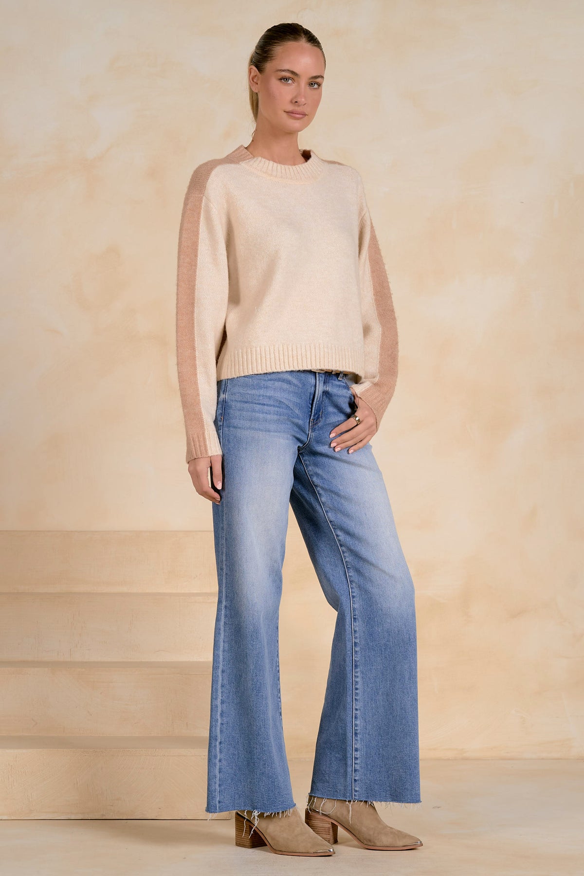 Cappuccino Colorblock Crewneck Sweater