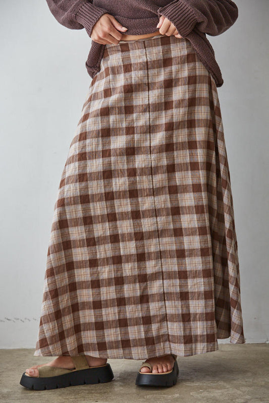 Fall Gingham Maxi Skirt