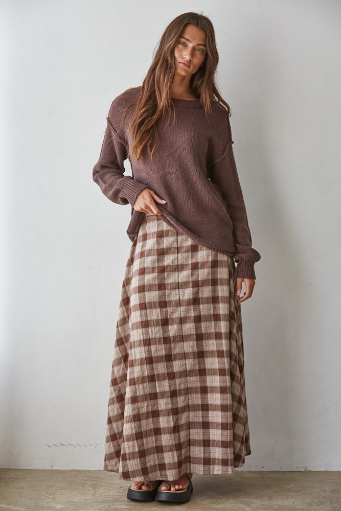 Fall Gingham Maxi Skirt