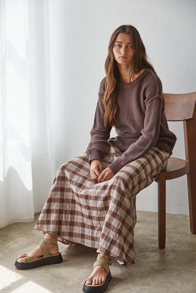 Fall Gingham Maxi Skirt